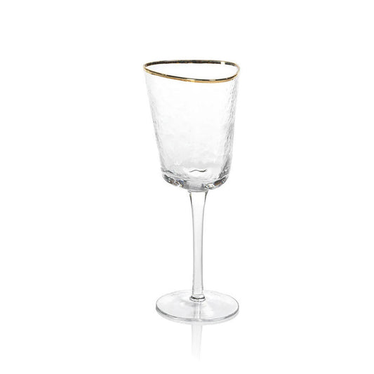 Triangular Stemmed Wine Glass w/Gold Rim