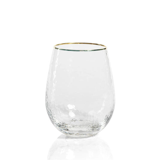 Stemless Wine Glass w/Gold Rim
