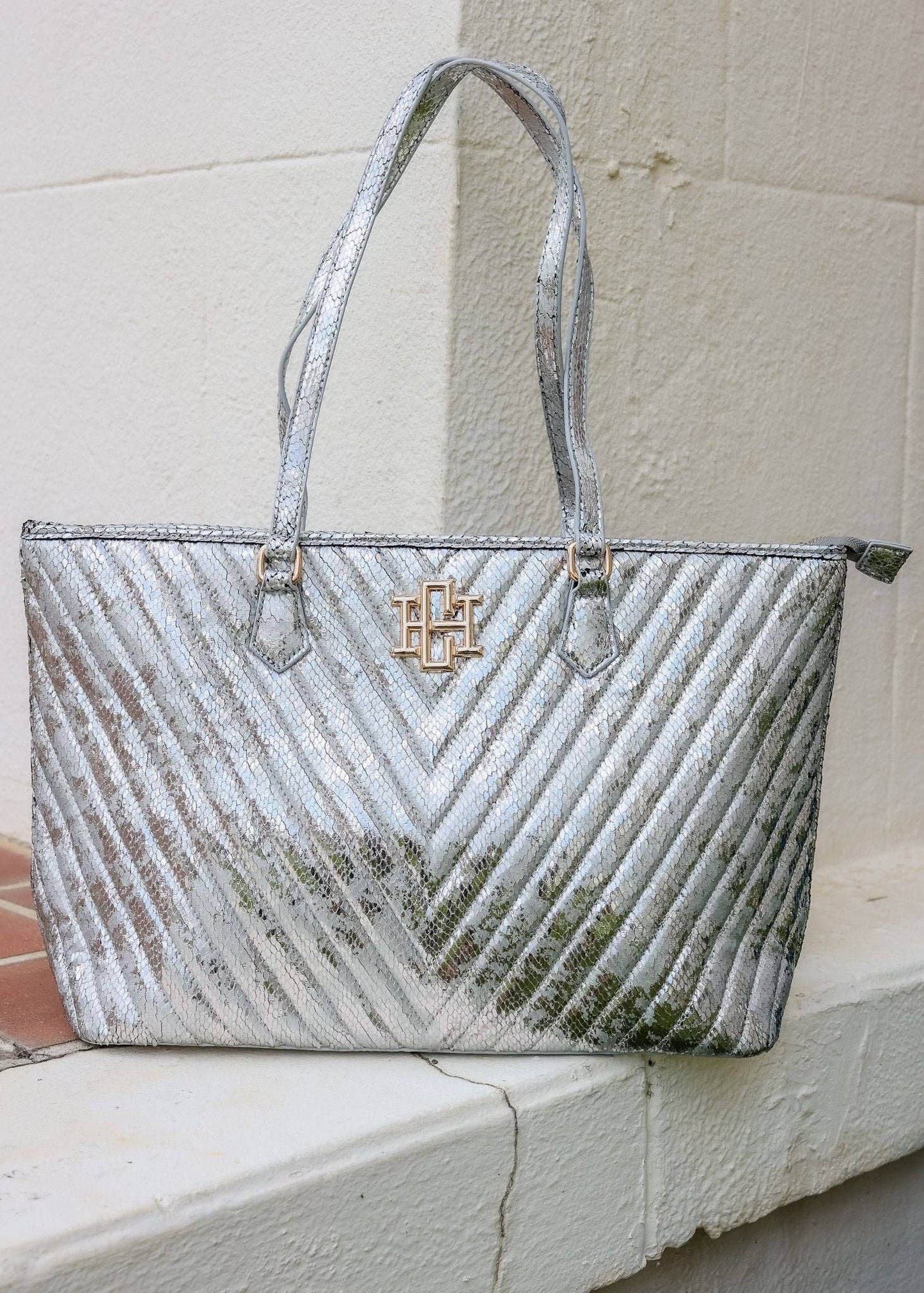 Tabitha Quilted Tote SILVER FLECK