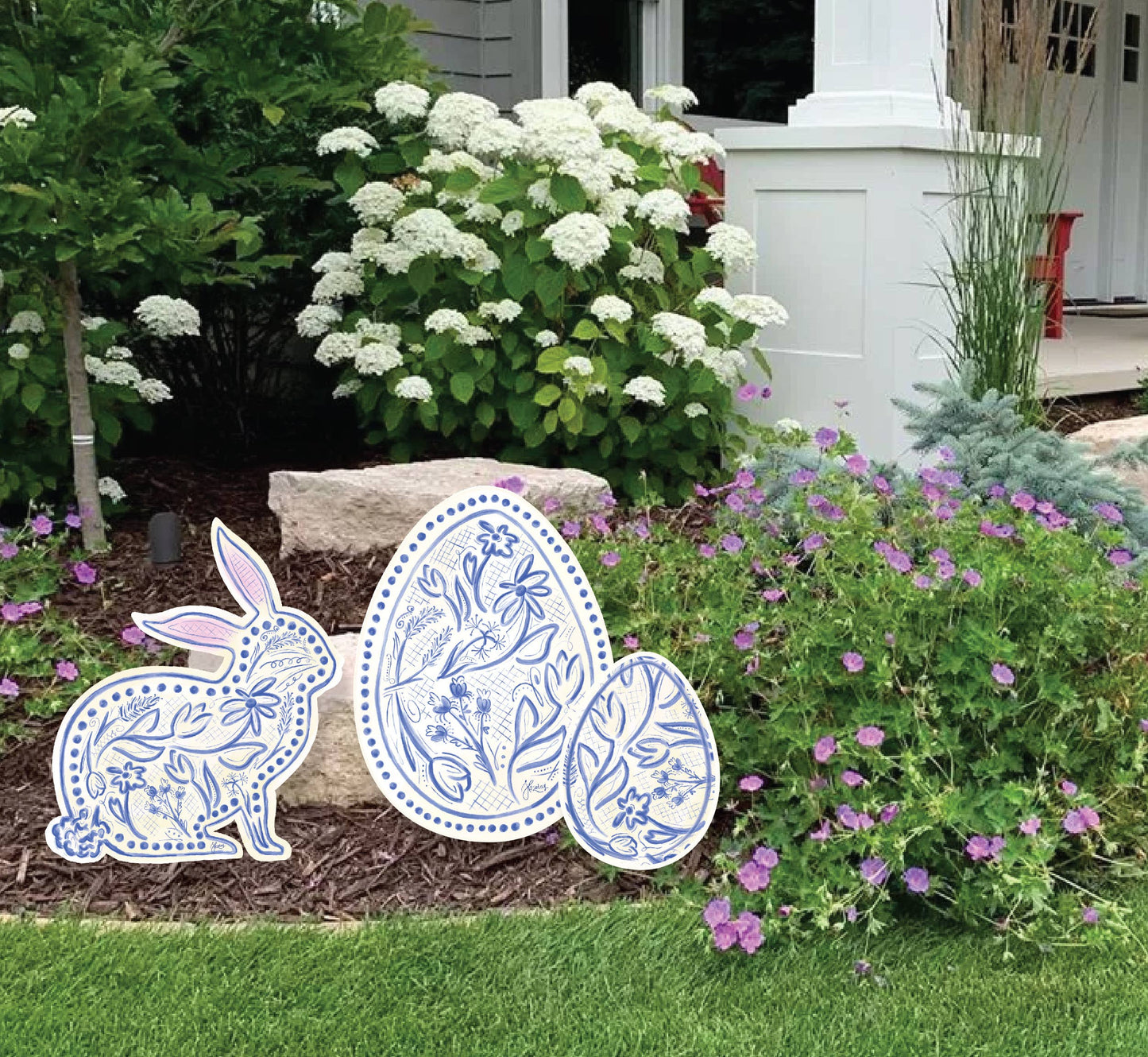 Blue Chinoiserie Bunny and Easter Eggs Collection