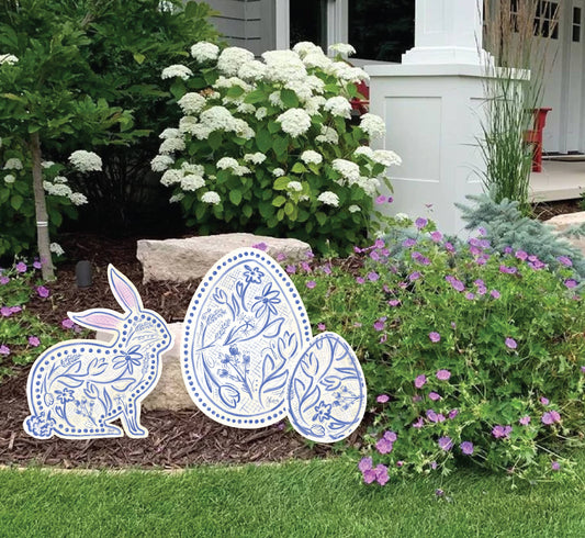 Blue Chinoiserie Bunny and Easter Eggs Collection